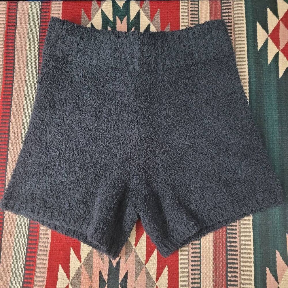 Skims Cozy Knit Teddy Shorts Sz‎ L/XL Onyx Black Pull On High Rise Plush Lounge